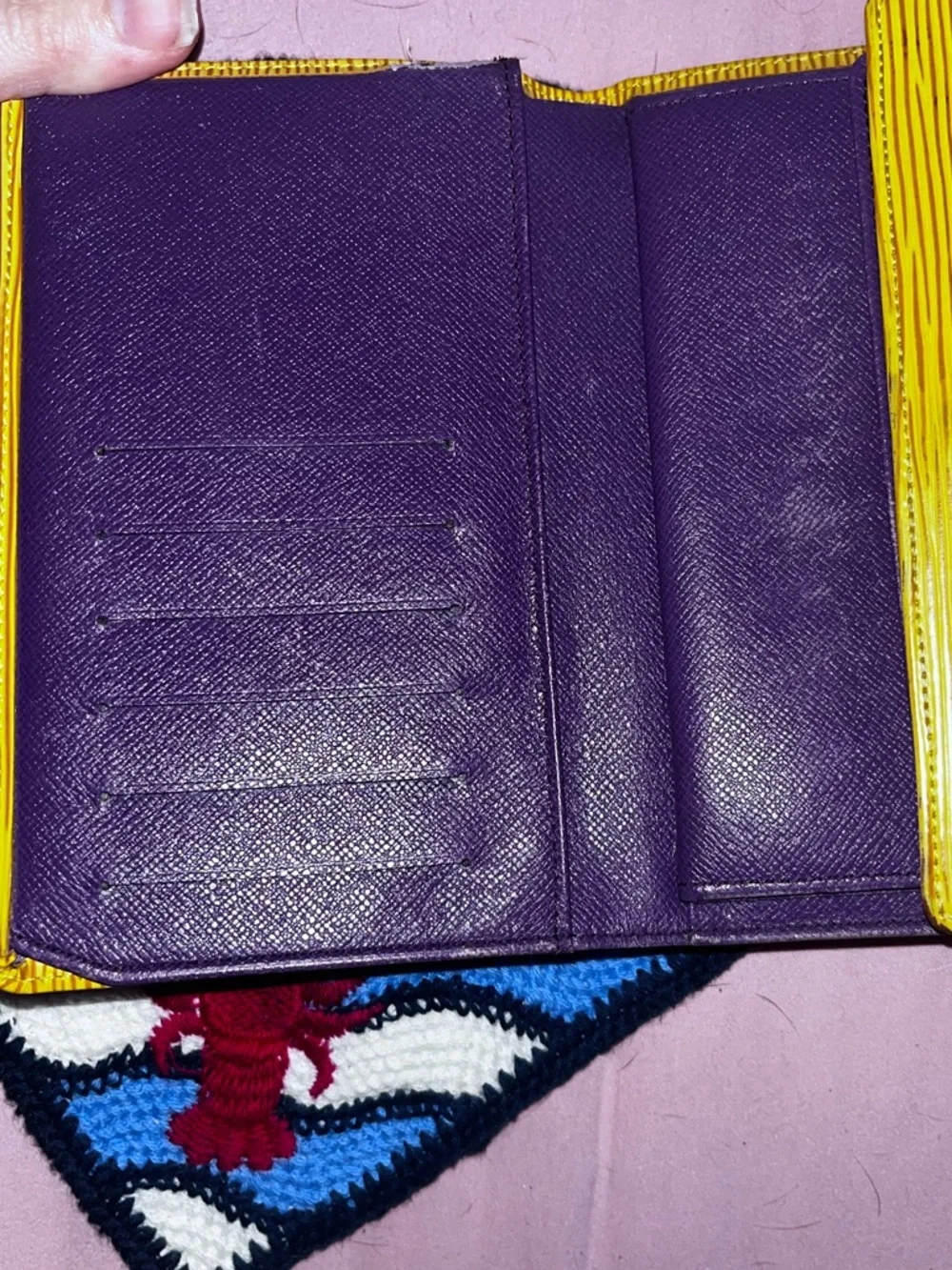 Louis Vuitton Yellow Epi Leather Tri fold Double Wallet- AUTHENTIC